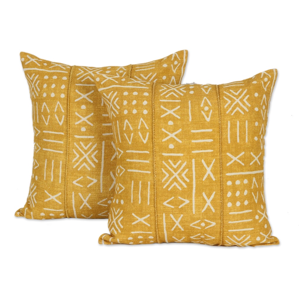 Novica Handmade Goldenrod Fields Cotton Cushion Covers (Pair)