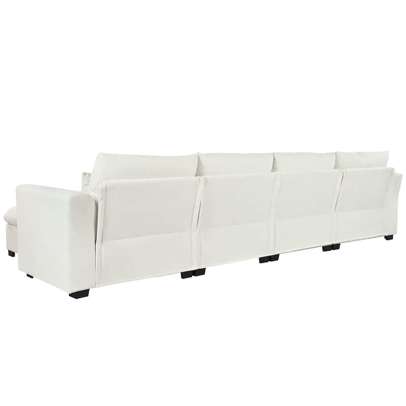 Roomfitters Large U-Shaped Modular Sectional Sofa with 2 Ottomans, Chenille Fabric L-Shaped Corner Couch for Living Room