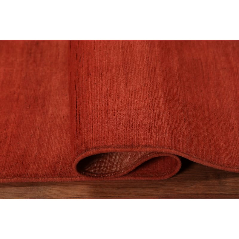 Orange Gabbeh Modern Oriental Rug Hand-Knotted Wool Carpet - 5'0" x 6'5"