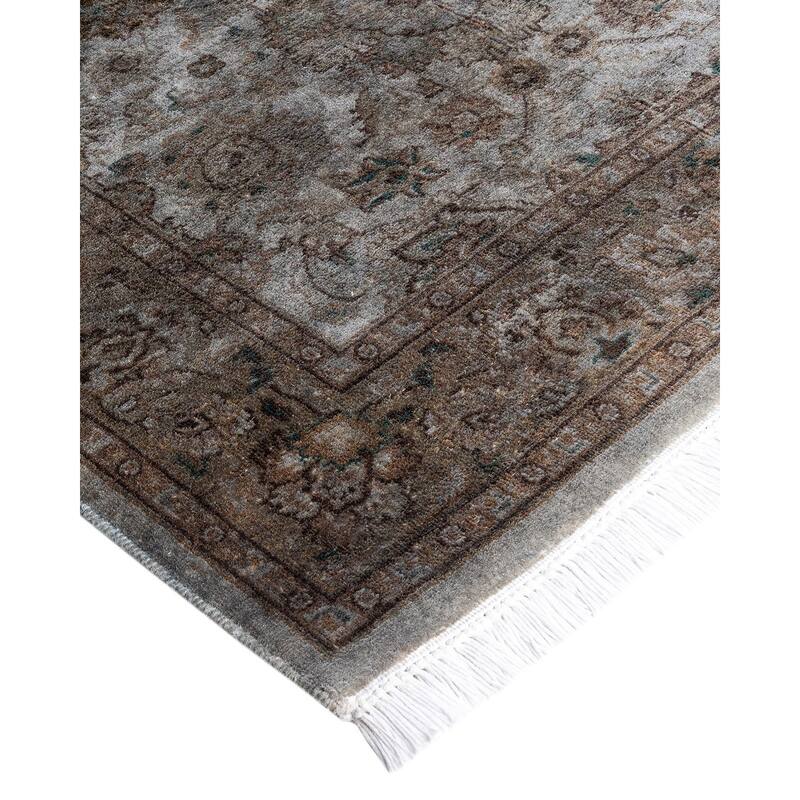 Fine Vibrance One-of-a-Kind Hand-Knotted Runner Rug - Gray, 2' 7" x 10' 7" - 2' 7" x 10' 7"