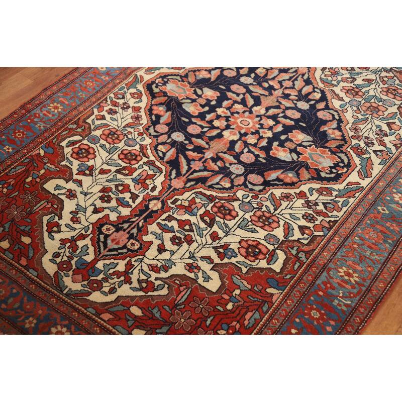 Pre-1900 Antique Sarouk Farahan Persian Rug Hand-Knotted Wool Carpet - 4'3" x 6'2"