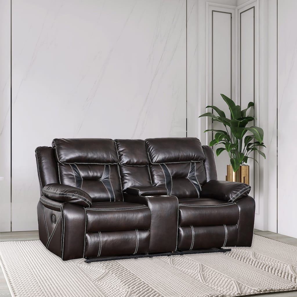 73 Inch Faux Leather Top Arm Reclining Upholstered Loveseat Sofa - 73" x 40" in.