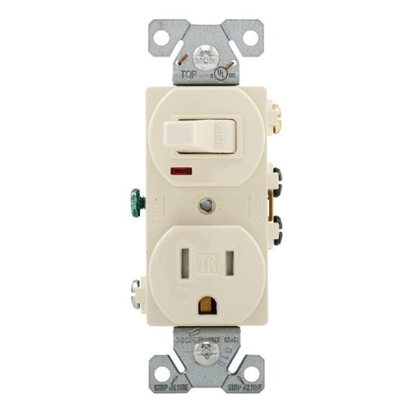 Cooper Wiring Tr274la Combination Toggle Switch And Receptacle 3 Poles