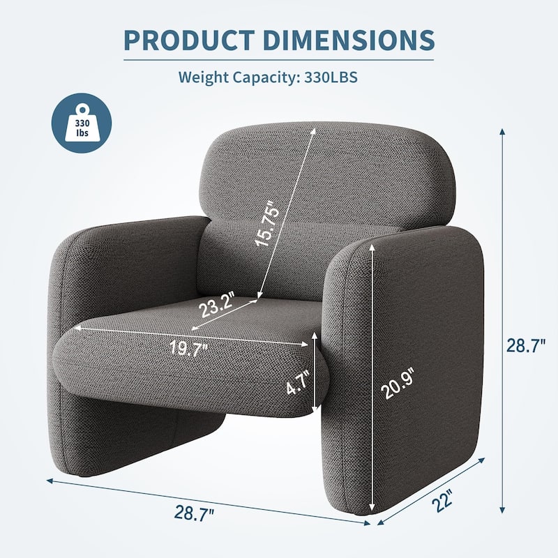 Modern Accent Chair, Wood Frame Sofa Chair, Comfortable Reading Armchair for Living Room