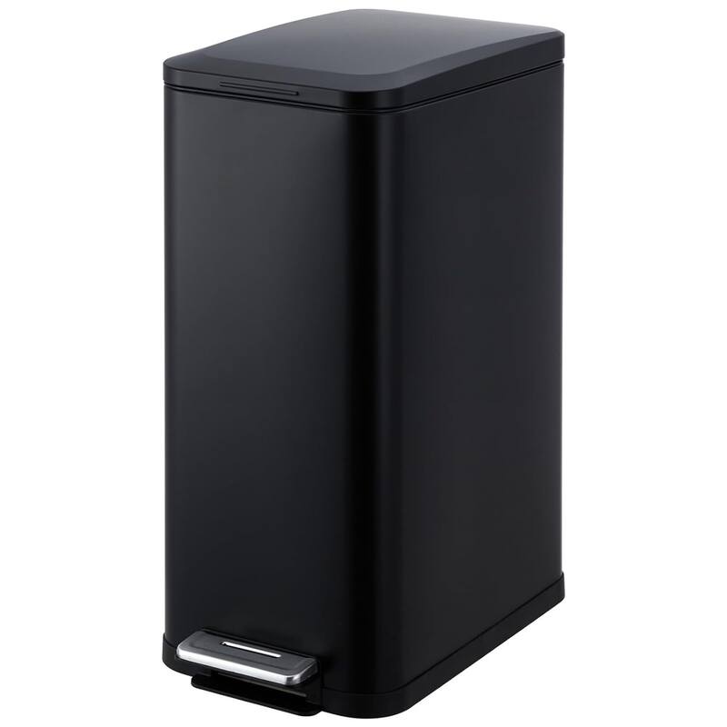 13.2 Gallon Slim Trash Can with Lid Soft Close for Bedroom, Office, Kitchen - Black
