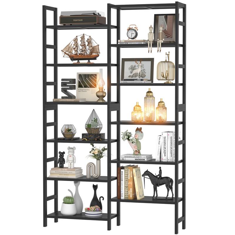 6-Tier Solid Bamboo Bookcase,Large Freestanding Open Bookshelf with 17 Display Shelves,Easy To Assemble