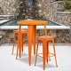 preview thumbnail 4 of 31, 30'' Round Metal Indoor-Outdoor Bar Table Set with 2 Square Seat Backless Stools - 30"W x 30"D x 41"H