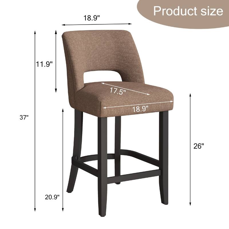 Set of 2/4/6 Counter Height Bar Stools with Black wood Legs