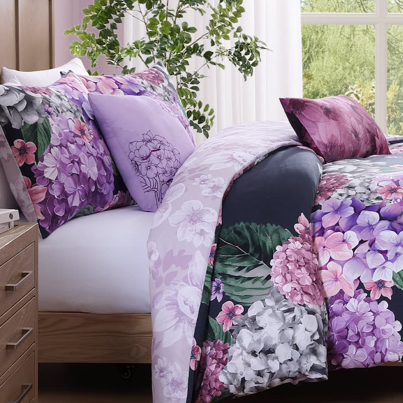 Bebejan Purple Bliss 100% Cotton Sateen 5 Piece Reversible Comforter Set