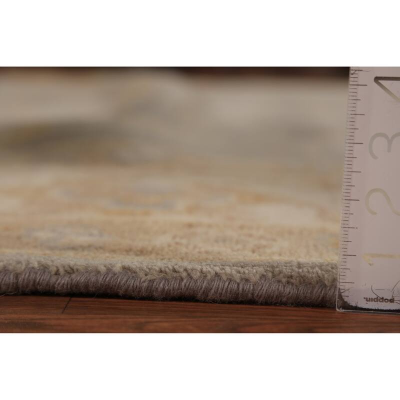 Gray Oushak Indian Area Rug Hand-Knotted Transitional Wool Carpet - 8'5"x 9'11"