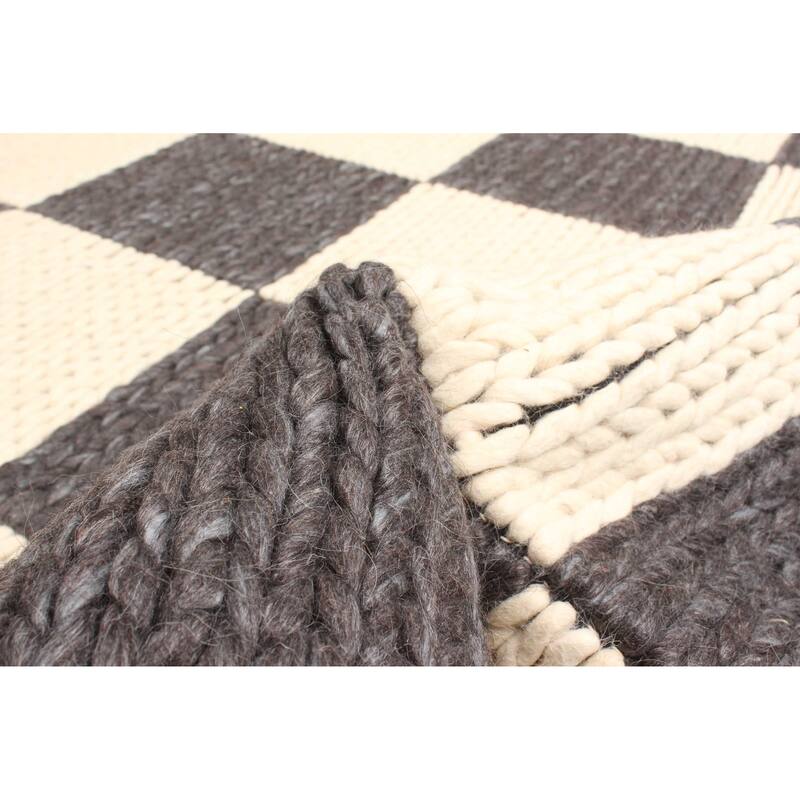 ECARPETGALLERY Braid weave Sienna Black, Cream Wool Rug - 4'11 x 8'1