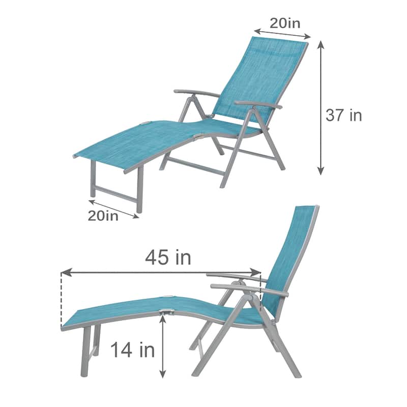 Pellebant 2PCS Adjustable Aluminum Patio Chaise Lounge Chair