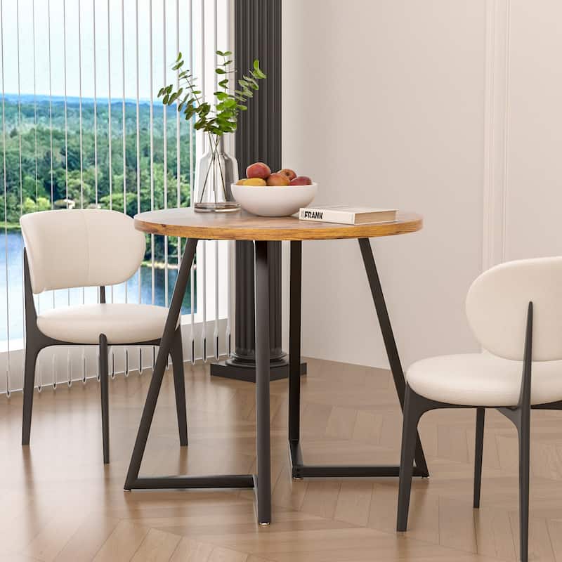 VECELO 35.43'' Round Butterfly Leg Dining Table for 4 MDF Top Kitchen Table Kitchen & Dining Room Tables