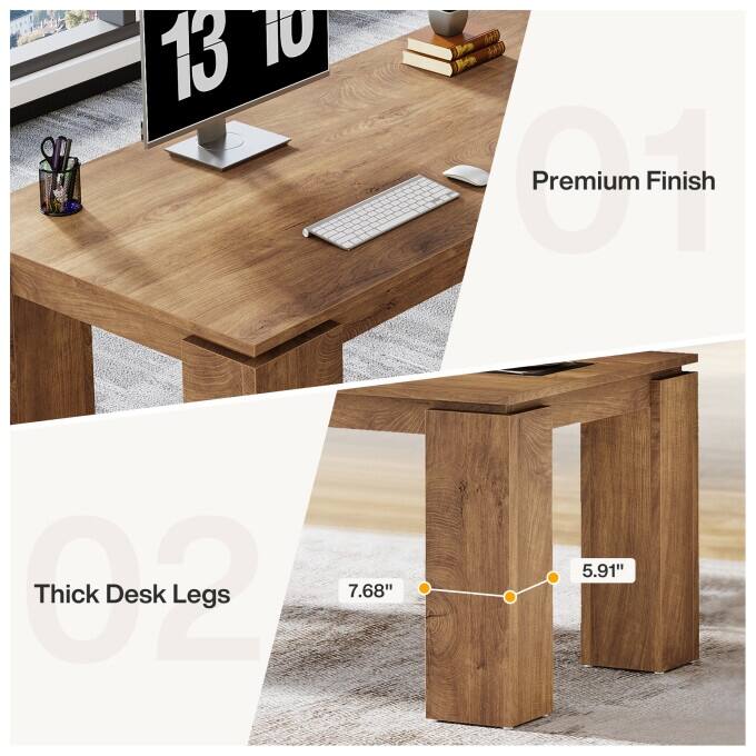 86-Inch Wood Two Person Desk, Modern Double Computer Desk