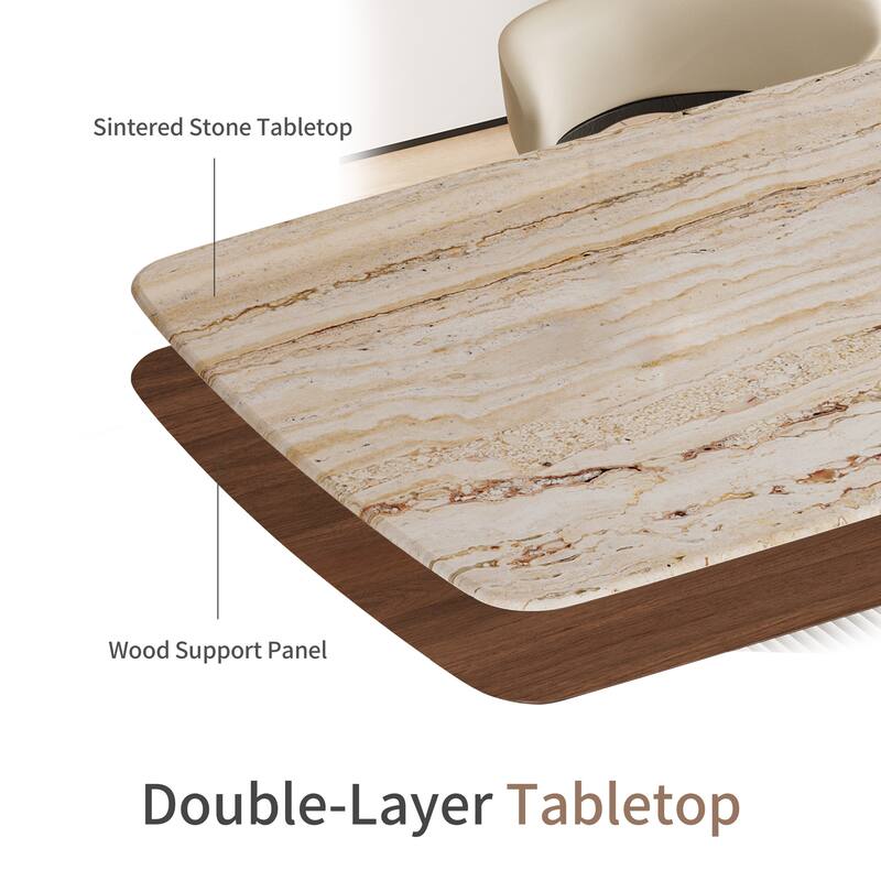 Modern 63" Retangular Wrining Desk, Faux Marble Table Top Desk With Double Legs