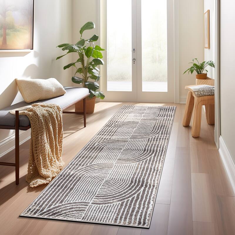 Contemporary Arch Knot Design Area Rug - 2' x 7' - Brown - Runner
