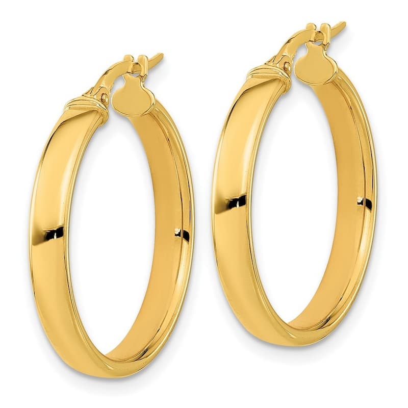 Curata 14k Yellow Gold Polished 25.75x3.75mm Domed Classic Earrings