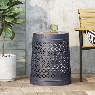 Cranbrook Outdoor Lace Cut Side Table with Tile Top by Christopher Knight Home
