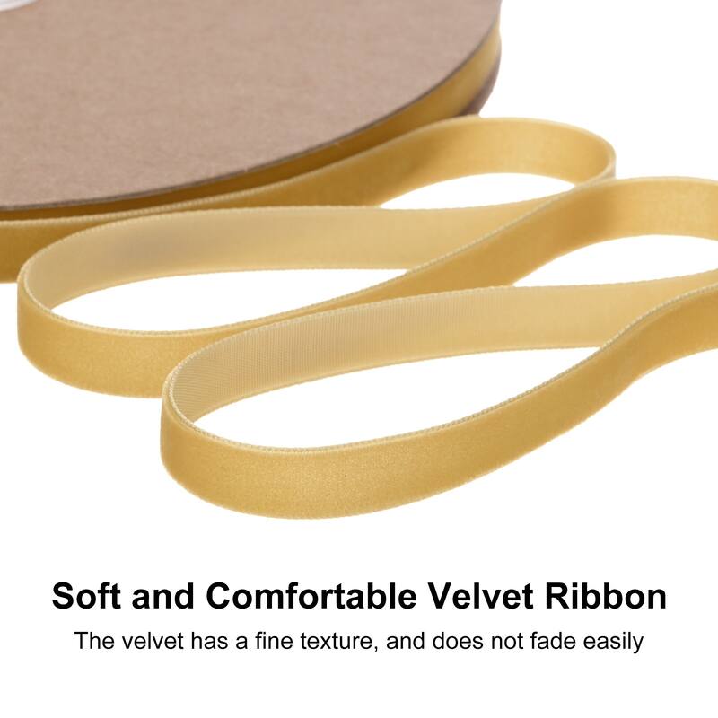 Thin Velvet Ribbon, Single Side Christmas Ribbon - Camel - 3/8"