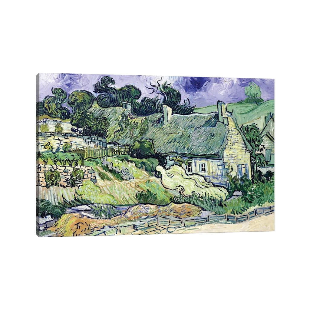 iCanvas "Thatched cottages at Cordeville, Auvers-sur-Oise, 1890 " by Vincent van Gogh Canvas Print
