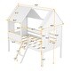 preview thumbnail 6 of 42, Twin Size Low Loft Bed House Bed with Roof, Side Windows, Ladder and Safety Guardrail, Playhouse Bed with Wood Frame for Kids
