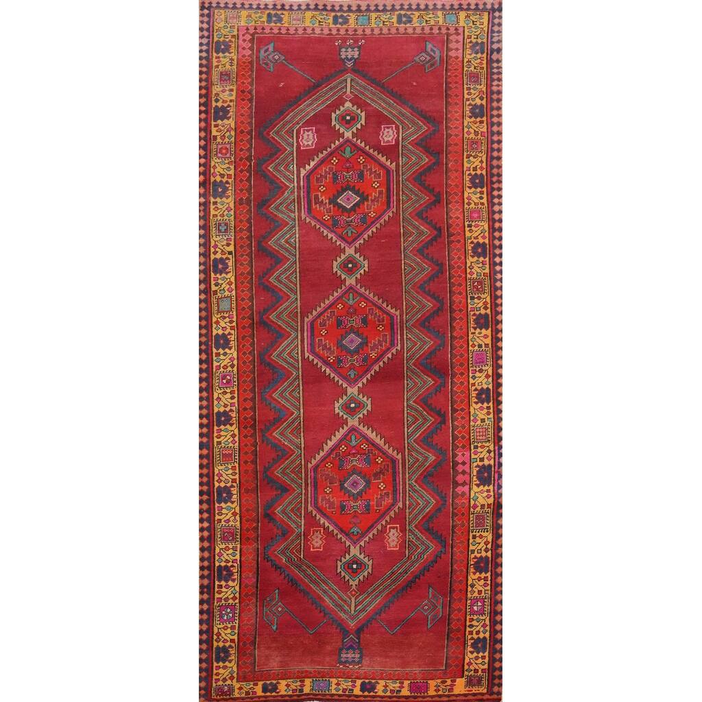 Hand Knotted Oriental 100% Wool Carpet Traditional Tribal Red Ardebil Runner Rug - 10' 6'' X 4' 5''