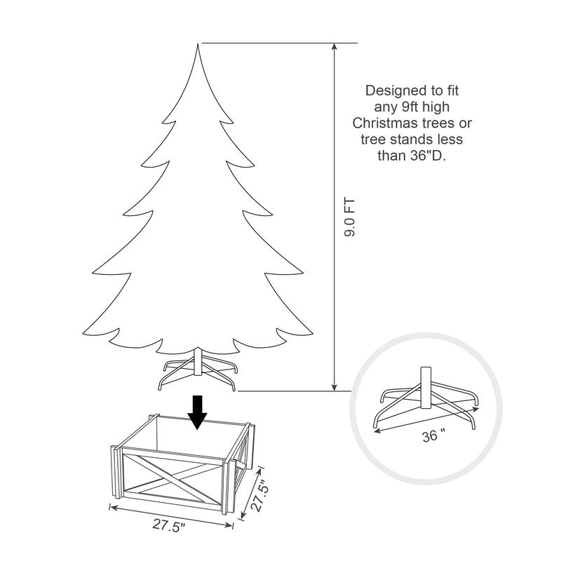 Glitzhome 24.5" or 27.5"L Solid Wooden X-shape Christmas Tree Collars