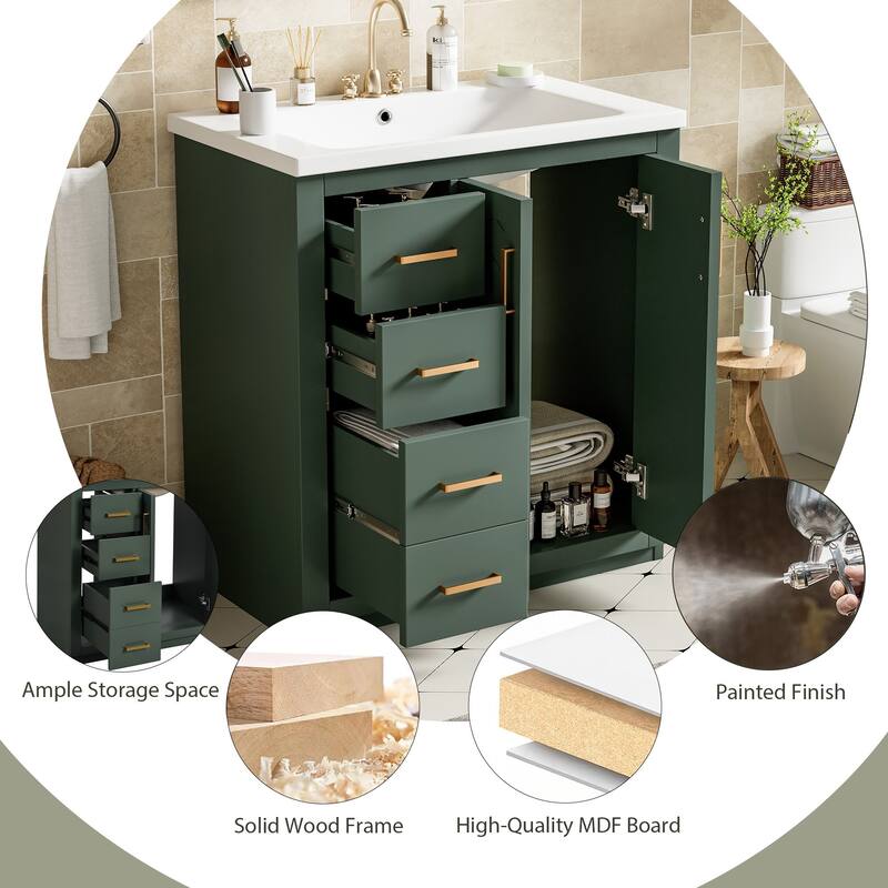 30" Bathroom Vanity with Ceramic Sink