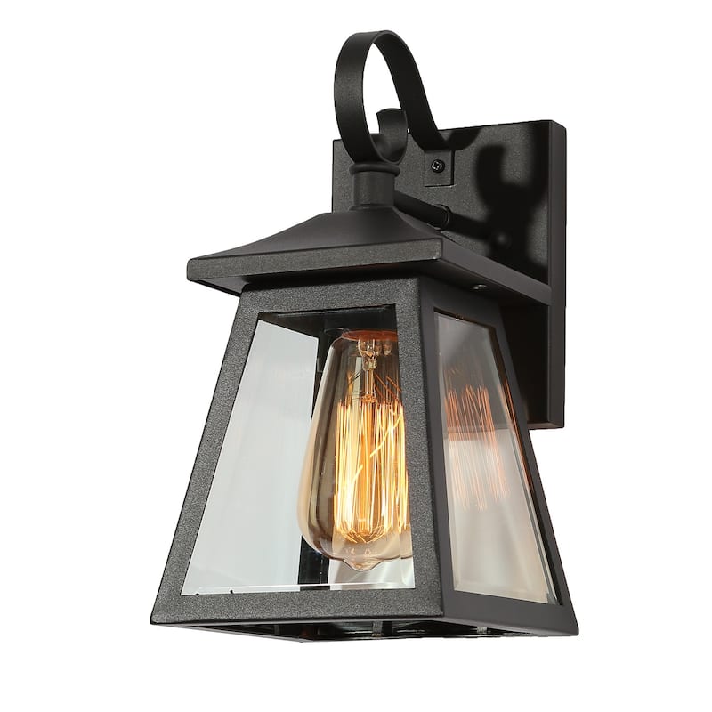 Kania 1-light Modern Black Lantern Outdoor Sconce Dimmable Exterior Wall Lighting