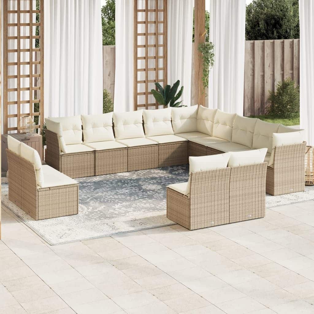 vidaXL Garden Sofa Set Beige (sofa), Cream White (cushions) - 21.7 x 21.7 x 14.6