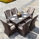 preview thumbnail 13 of 23, Abrihome 7-piece Outdoor Wicker Dining Table Set with 6 Eton Chairs Brown-rec
