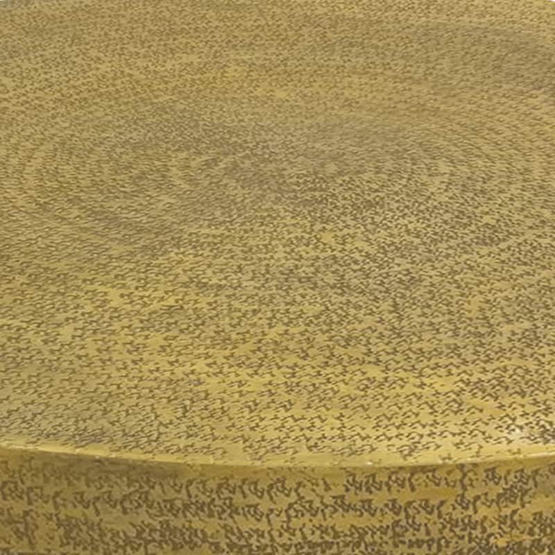 Terminus Coffee Table, 36 Inch Round Bowl Base with Hand Etched Texture, Antique Brass