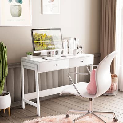 Pellebant Modern Office Computer Desk Writing Desk with 2 Drawers
