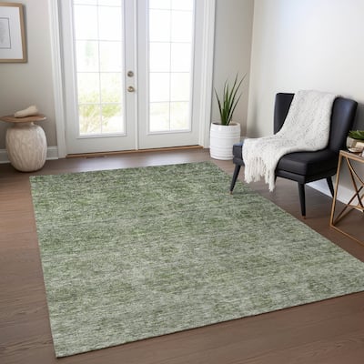 Machine Washable Indoor/ Outdoor Ombre Damask Chantille Rug