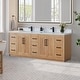 preview thumbnail 34 of 50, Anais 3Single Bathroom Vanity in Light Brown with Grain White Engineered Stone Countertop without Mirror