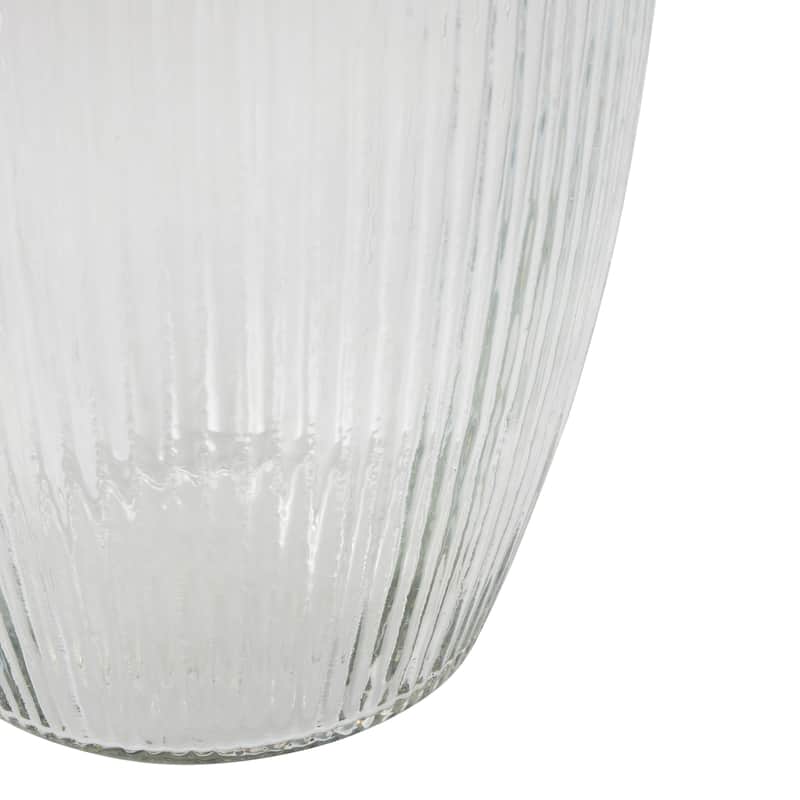 Glass Ribbed Fluted Vase - Clear - Roche River Decor
