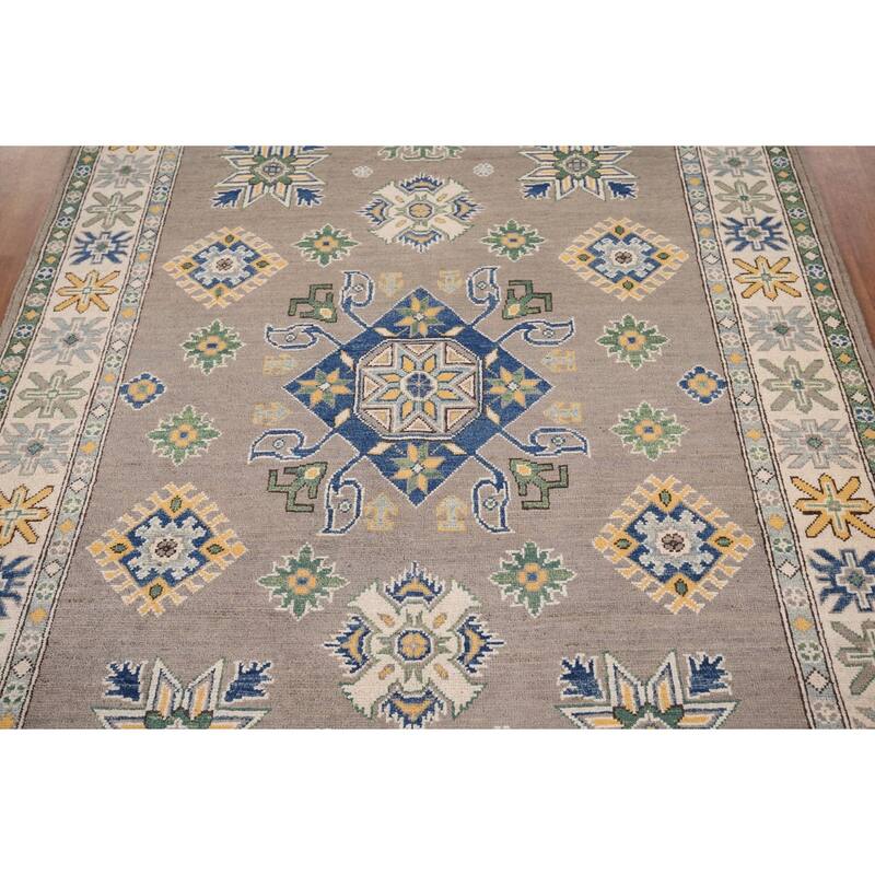 Oriental Grey Kazak Area Rug Handmade Wool Carpet - 5'0" x 6'10"