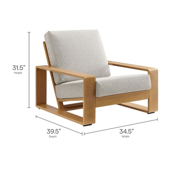 dimension image slide 1 of 2, Lirienne Outdoor Patio Aluminum Faux Wood Armchairs Set of 2