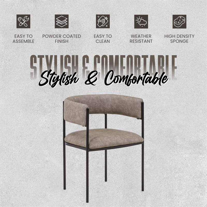 Cyril Modern Leather U-Shaped Dining Chair with Iron Frame and Solid Wood Support for Dining Room, Kitchen, or Office