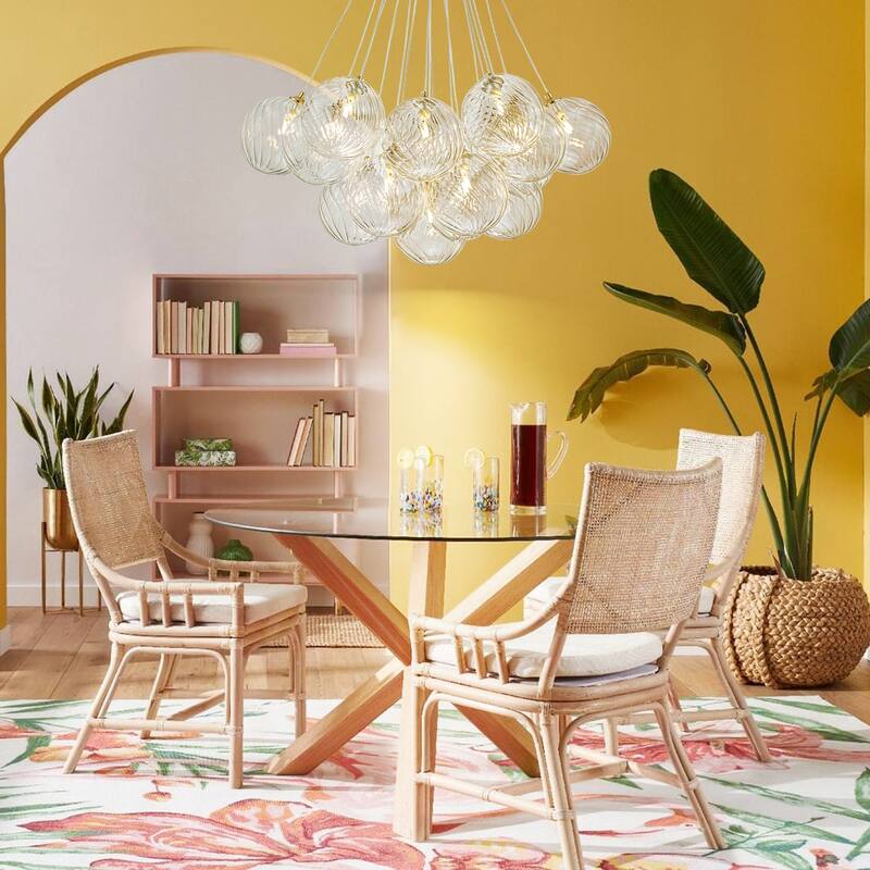 13/ 19-Light Modern Glam Large Sputnik Cluster Glass Globe Bubble Chandelier with Swirled Glass Bubble Globe (Bulb Not Included)