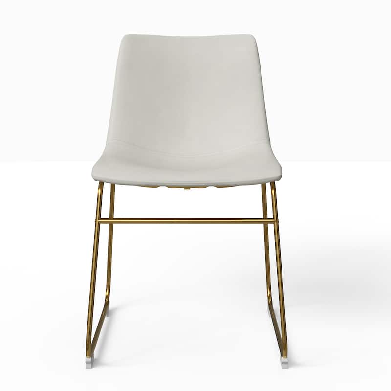 Petra Vegan Leather Side Chairs with Gold Legs (Set of 2)