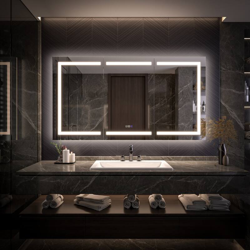 Modland 48"-72"W x 36"H Lighted Bathroom Medicine Cabinet with Backlit & Frontlit Modes,Anti-Fog