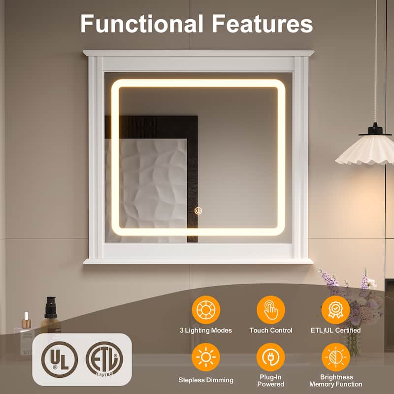 Smart LED Vanity Mirror with 3-Color Light