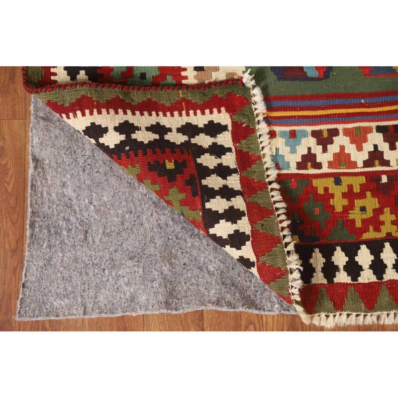 Kilim Qashqai Persian Vintage Rug Bedroom Hand-Woven Wool Carpet - 5'1"x 8'6"