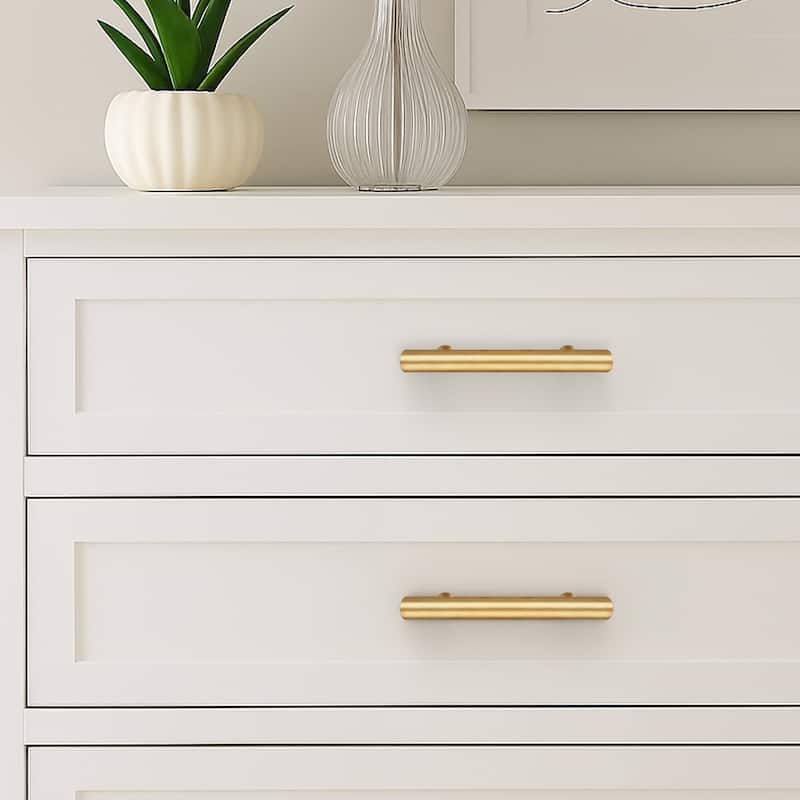 Cabinet Handle Pull - 5 Inch, Modern T-Bar Design, 3 Inch Hole Center - 4-Pack - Gold