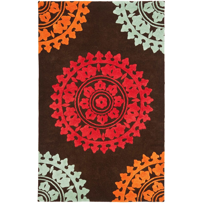 SAFAVIEH Handmade Soho Paola Medallion N.Z. Wool Rug - 7'6" x 9'6" - Brown/Multi