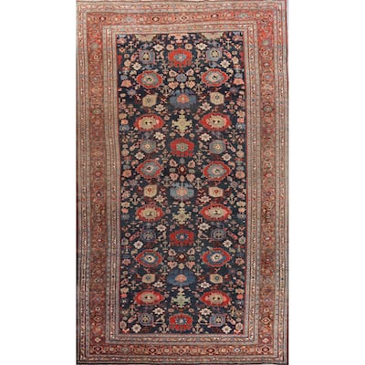 Pre-1900 Vegetable Dye Bidjar Halvaei Persian Wool Area Rug Handmade - 8'2" x 12'10"