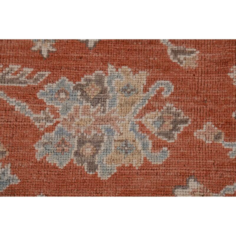 Hand Knotted Oriental 100% Wool Carpet Transitional All-Over Oranges & Rust Oushak Area Rug - 12' 4'' X 9' 3''