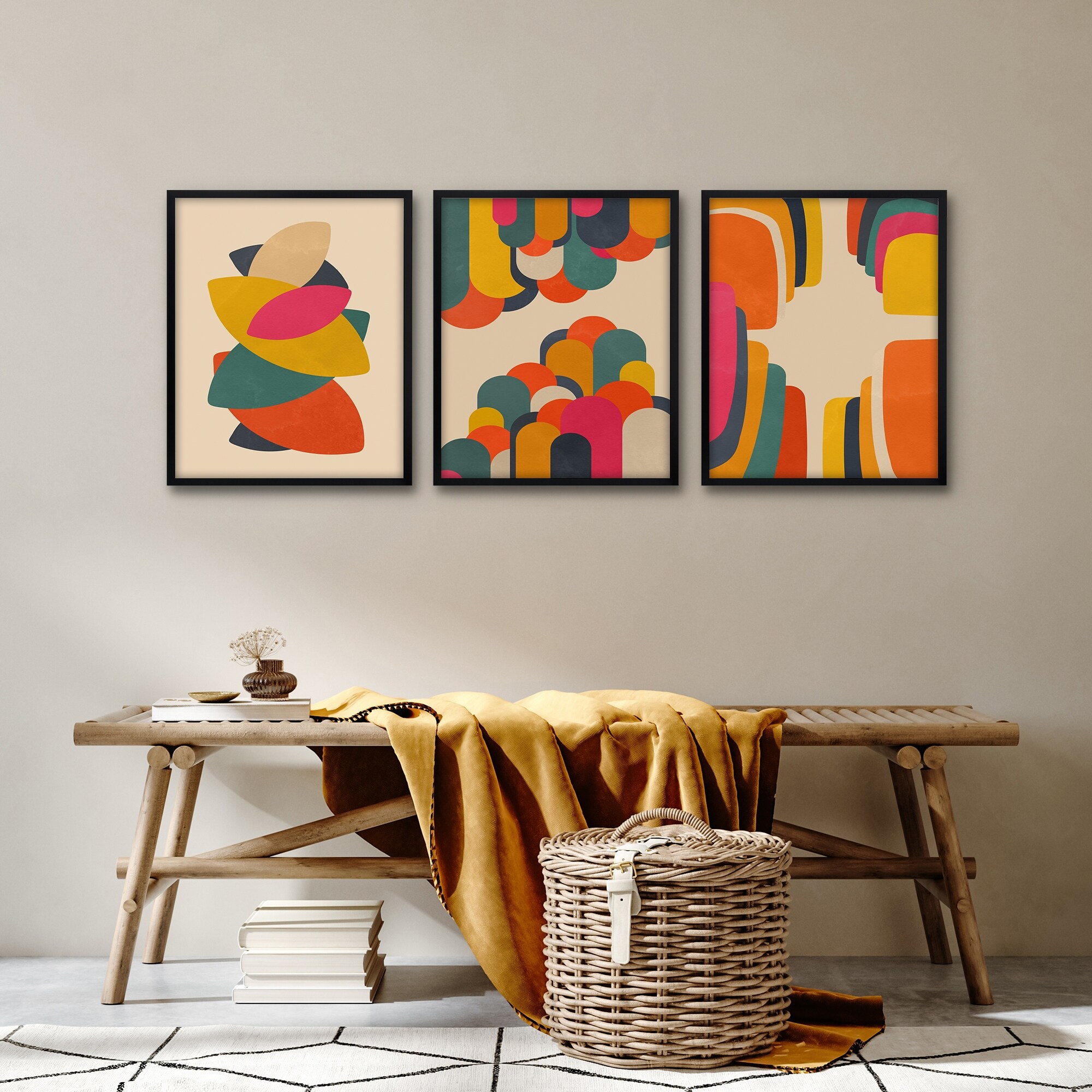 Americanflat 3 Piece 18x24 Framed Wall Art Triptych - Ocean Breeze Watercolors by Kelsey McNatt並行輸入 Americanflat 3 Piece 18x24 Unmatted Framed Print Set - Abstract