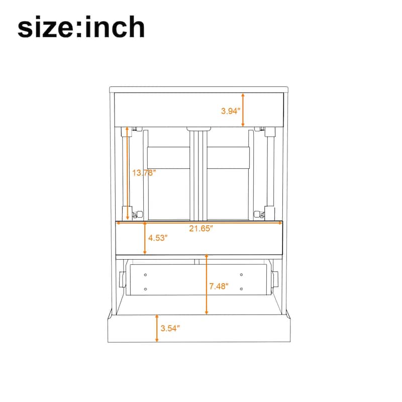 24"Bathroom Vanity With Sink,1 Divided Drawer And 2 Soft Close Doors With Double Shelf On The Door